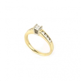 18k Yellow Gold Princess Cut Diamond Ring 0.33ct H/VS2